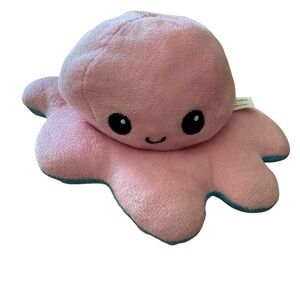 Reversible Octopus Pink Blue Happy Face Sad Face Soft Plush Toy